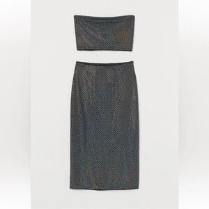 H&M Sparkling Set Pencil skirt & tube top size Medium